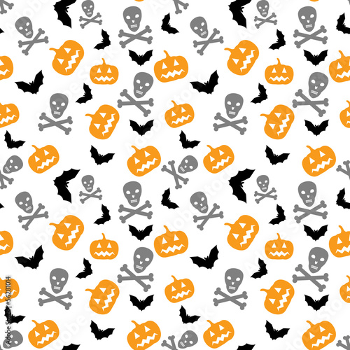 pumpkins, bats and skull