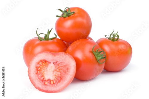 Ripe tomatoes isolated on a white background