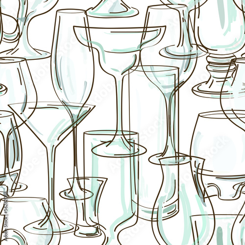 Seamless pattern of cocktail glasses