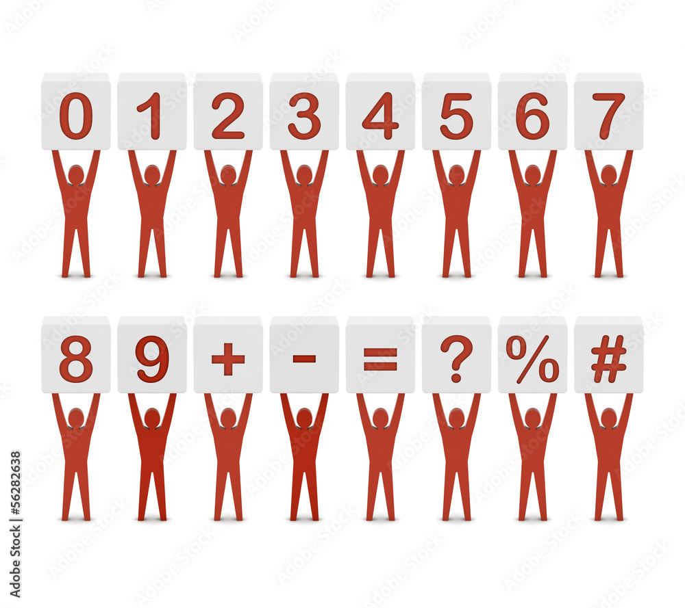 Fototapeta premium Set of numbers and symbols. Concept 3D illustration.