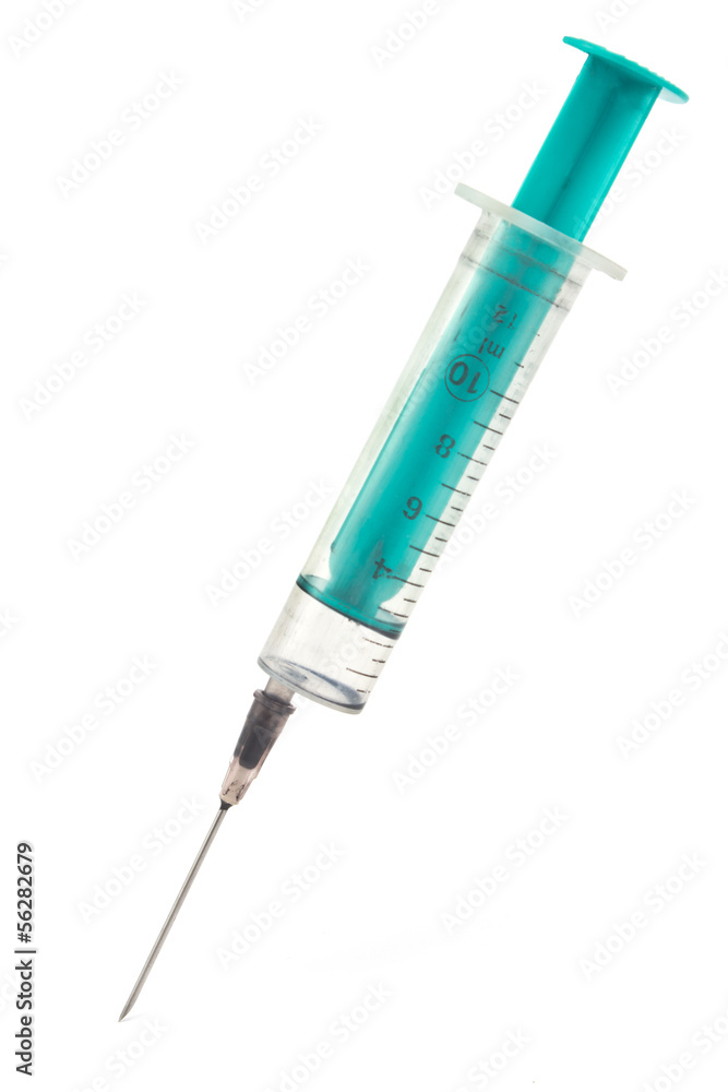 Dirty used glass syringe isolated on white Dirty used glass syringe isolated on white