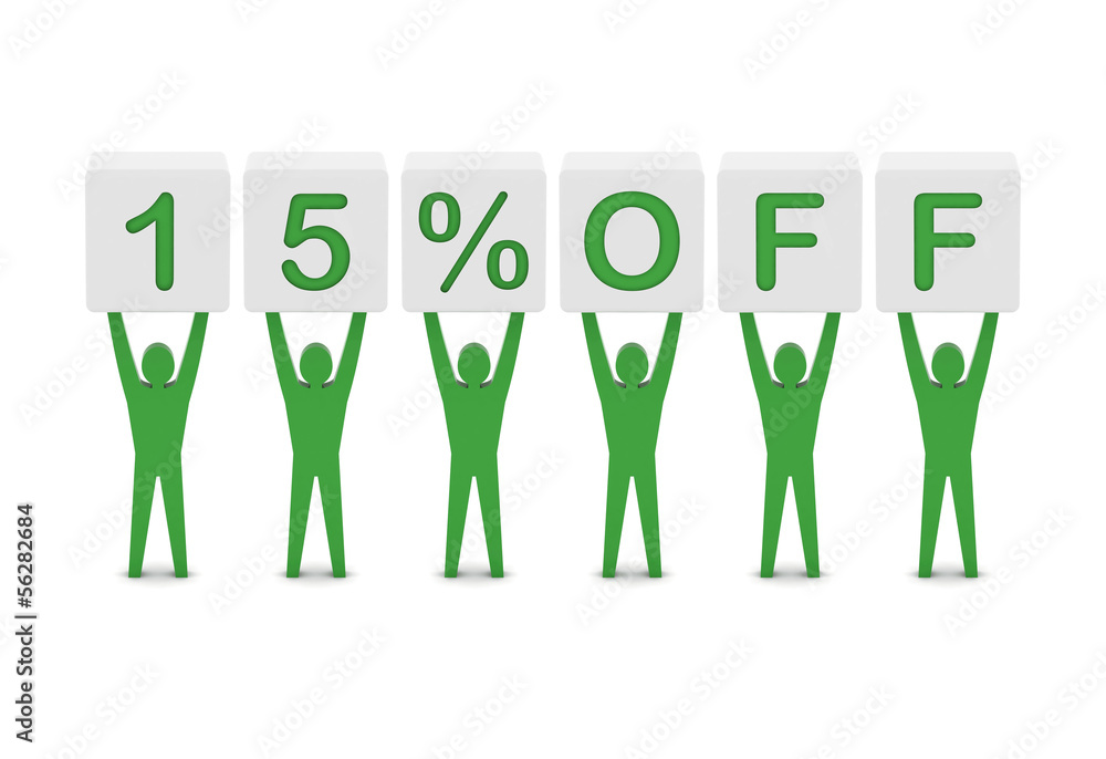 Discount. 15 percent off. Concept 3D illustration. Discount. 15 percent off. Concept 3D illustration.