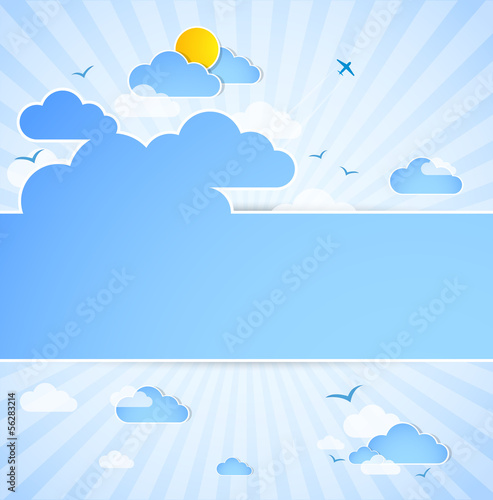 Good weather background. Blue sky with clouds