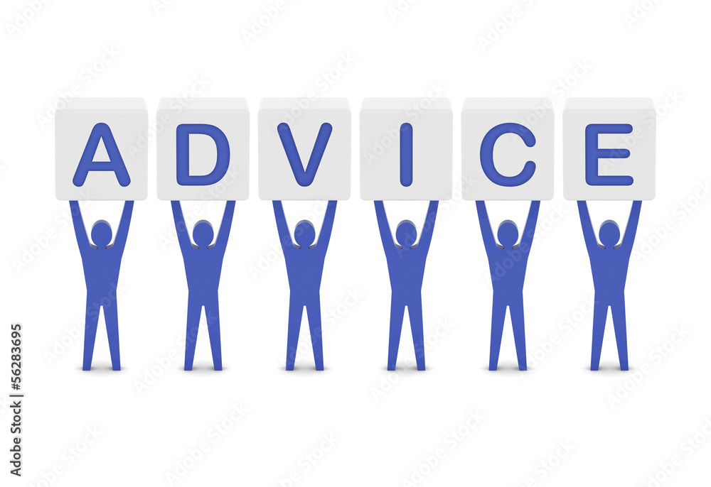 Men holding the word advice. Concept 3D illustration. Men holding the word advice. Concept 3D illustration.