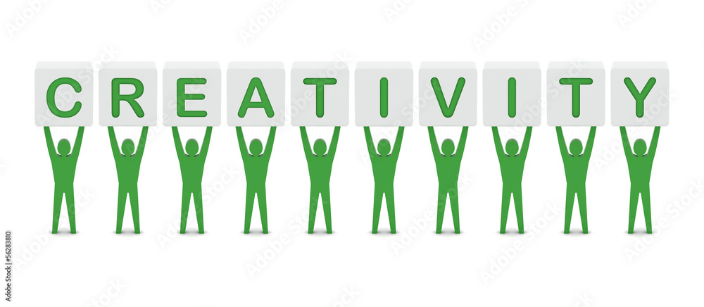 Men holding the word creativity. Concept 3D illustration. Men holding the word creativity. Concept 3D illustration.
