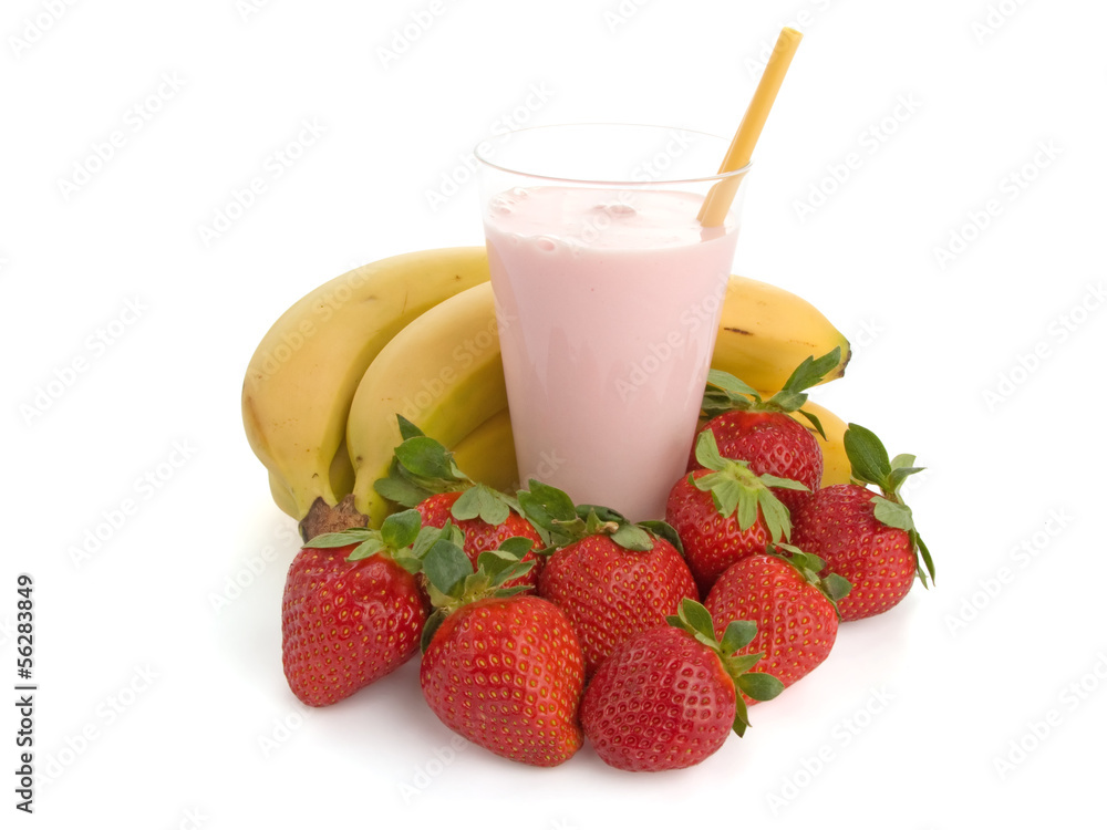 Smoothie made with strawberries and bananas Smoothie made with strawberries and bananas