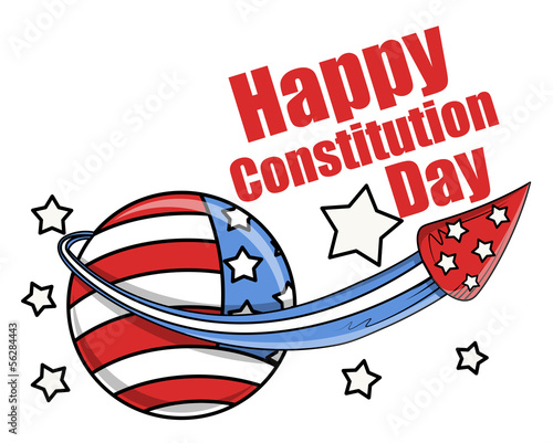 celebration with fireworks - Constitution Day Illustration