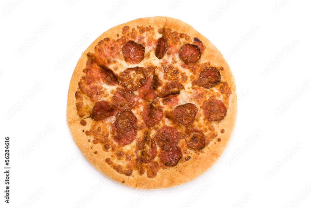 Pepperoni pizza isolated on white background Pepperoni pizza isolated on white background