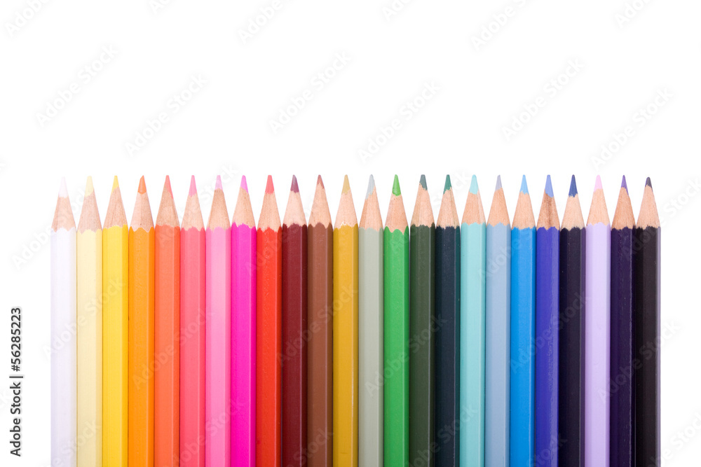 Color pencils collection isolated on white background.. Color pencils collection isolated on white background..
