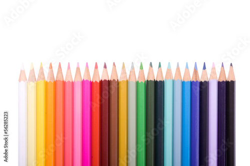 Color pencils collection isolated on white background..