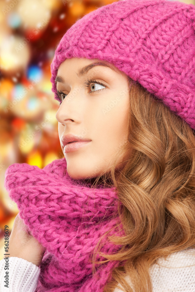 beautiful woman in winter hat beautiful woman in winter hat
