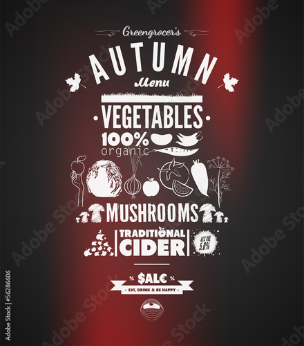 Illustration of a vintage graphic element for menu on blackboard