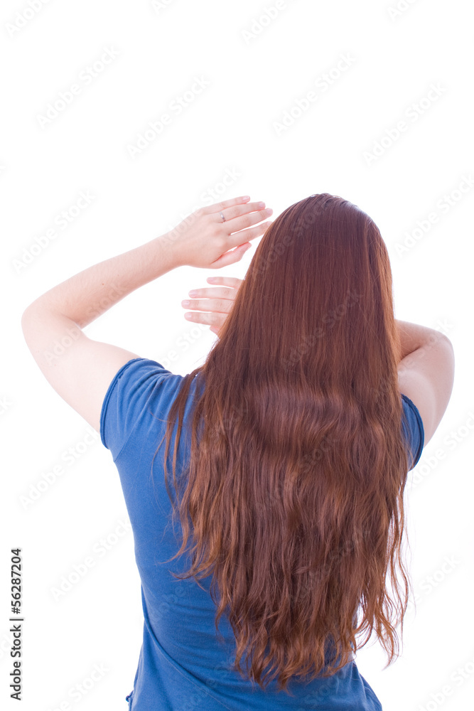 Fototapeta premium Woman protecting herself from aggression. Domestic violence.