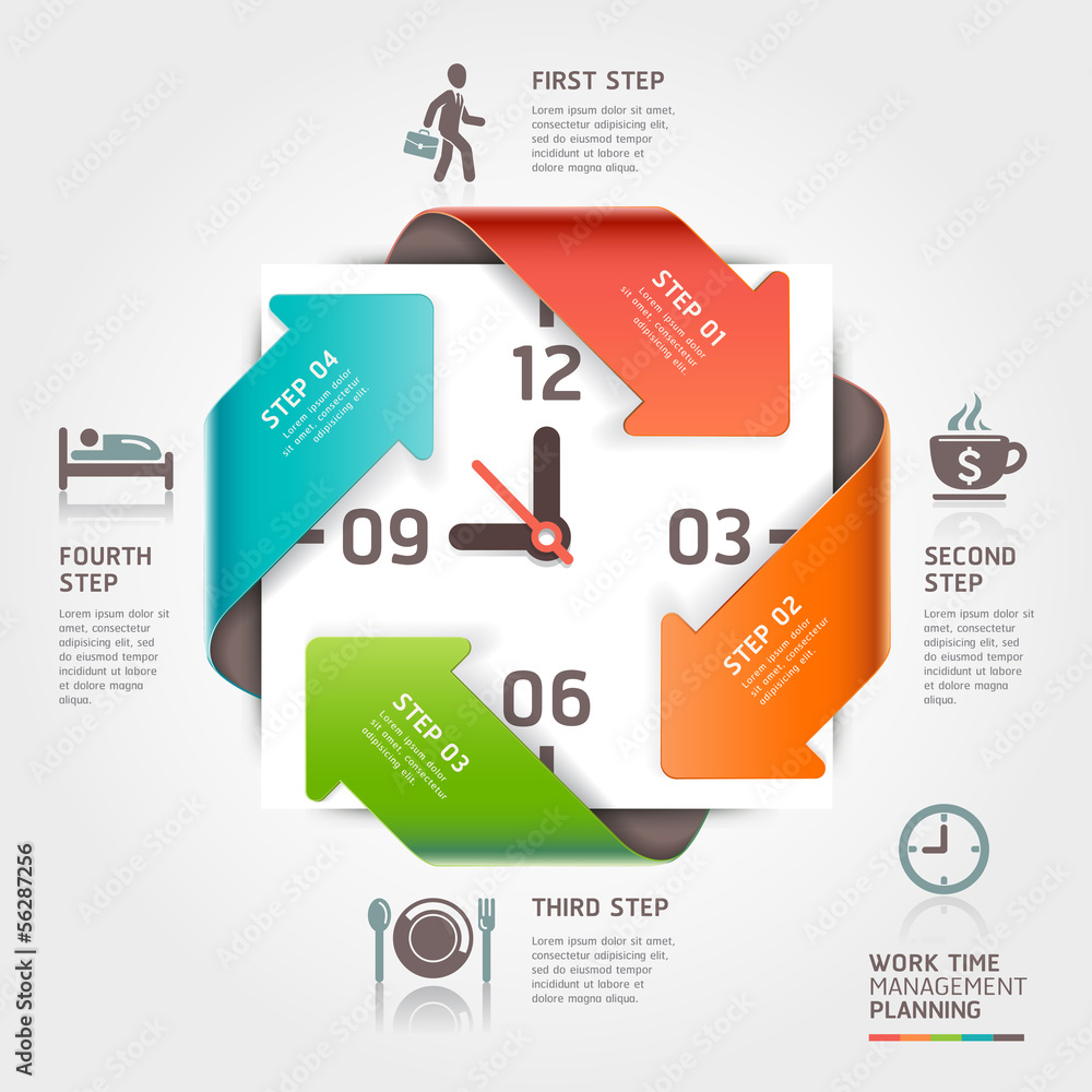 Abstract arrow work time management planning infographics Abstract arrow work time management planning infographics