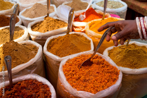 Indian spices at flea market in India