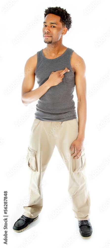 Attractive afro-american man posing in studio Attractive afro-american man posing in studio