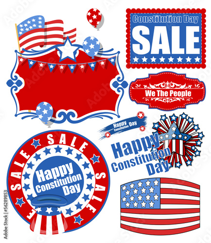 USA Constitution Day Celebration Design Vectors Set