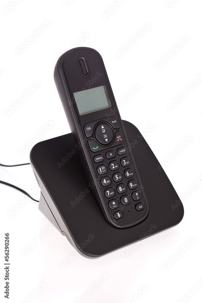 Black cordless phone isolated on white background Black cordless phone isolated on white background