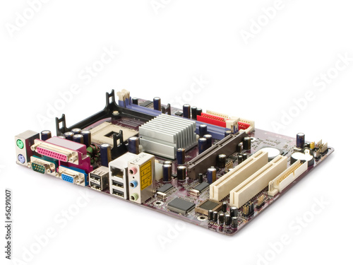 Computer motherboard isolated on white background © StockPhotosArt