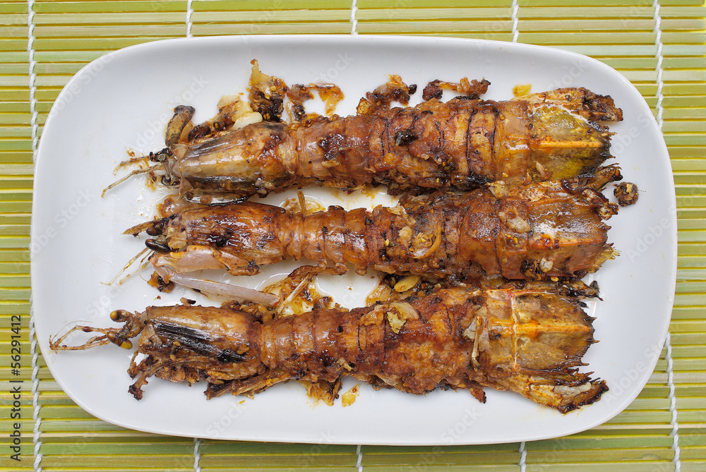 Fried garlic Mantis shrimp