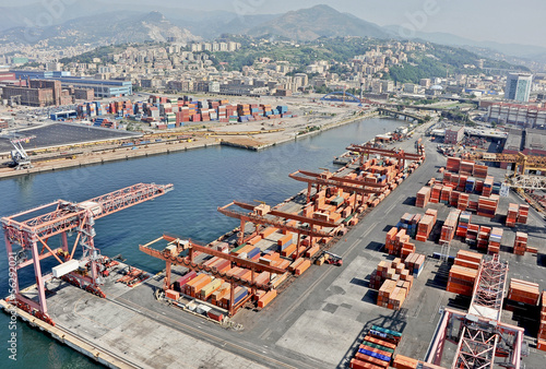 The cargo port of Genoa photo