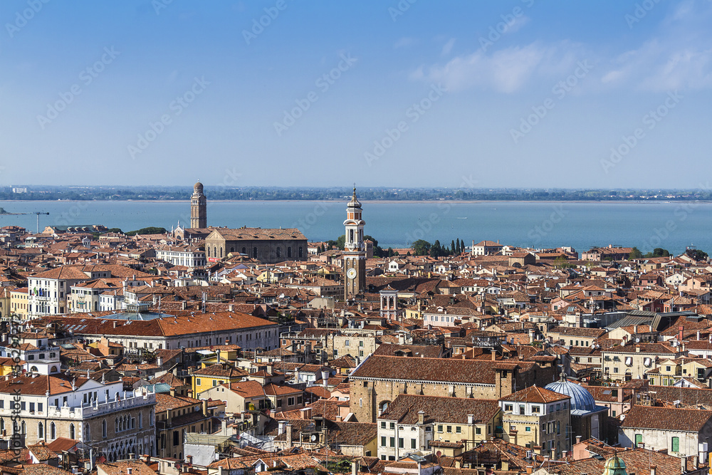 Panoramic views of Venice from Campanile di San Marco. Venice