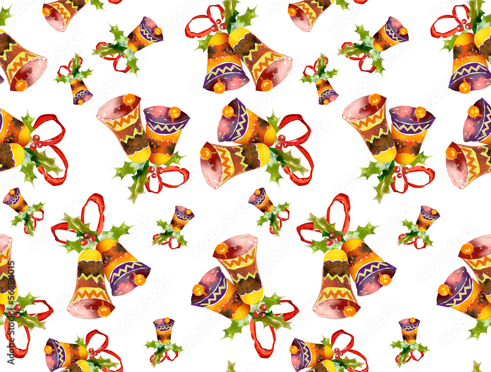 Fototapeta premium Christmas Bells Seamless Pattern