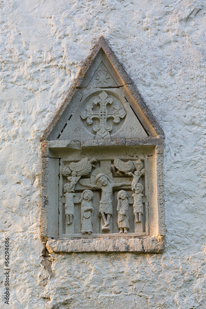 Detail of the church of St. Catherine in Karja, Estonia.