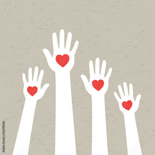 Hands with hearts. Vector illustration.