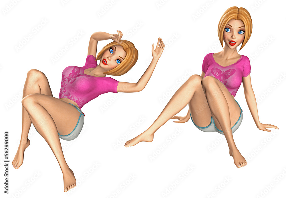 Sexy Cartoon-Frau in diversen Posen 2 Stock Illustration | Adobe Stock