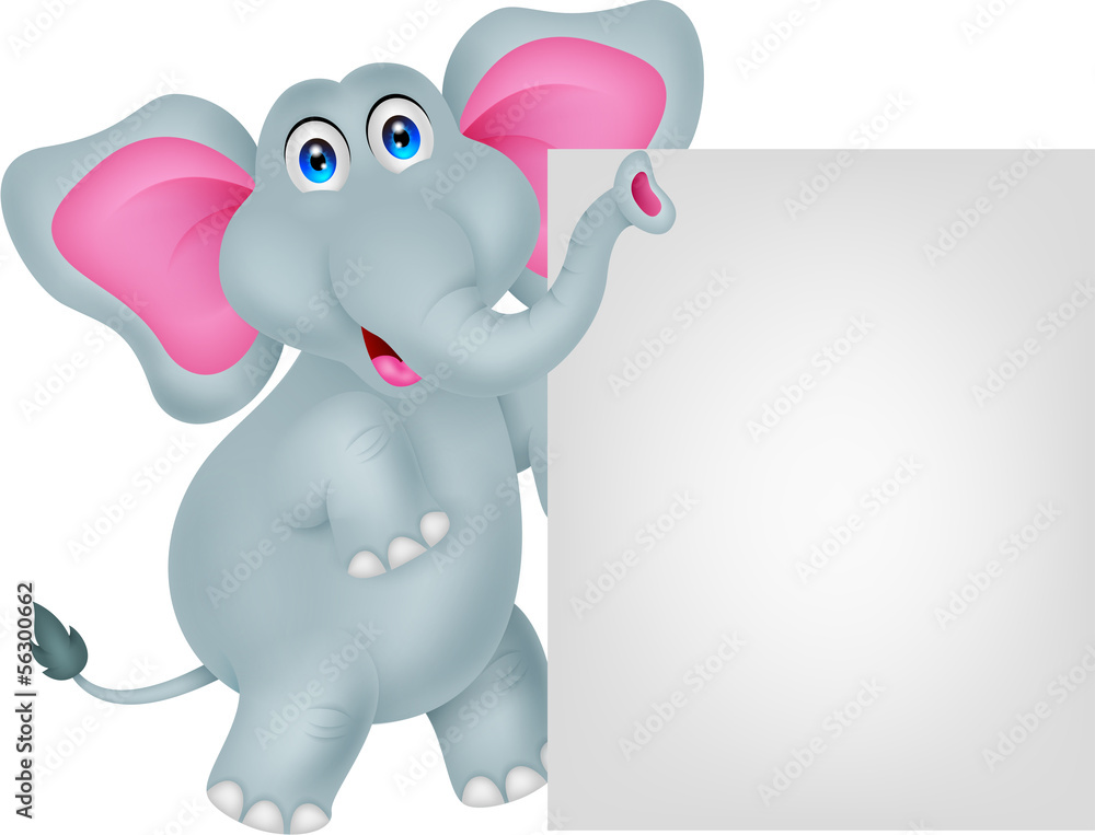 funny elephant cartoon with blank sign funny elephant cartoon with blank sign