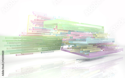 Abstract architectural background of colored glass rectangles