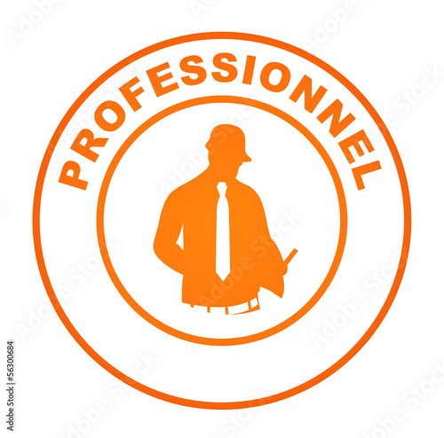 professionnel sur bouton web rond orange