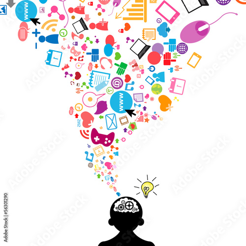 Social network light bulb idea vector illustration