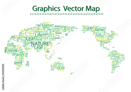 World map Eco Font vector set seamless pattern