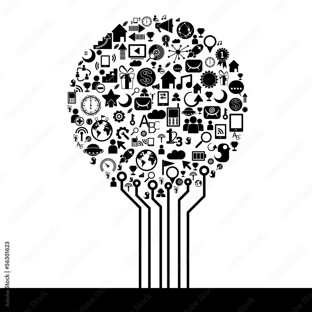 Social network tree with media icons leaf. Social network tree with media icons leaf.