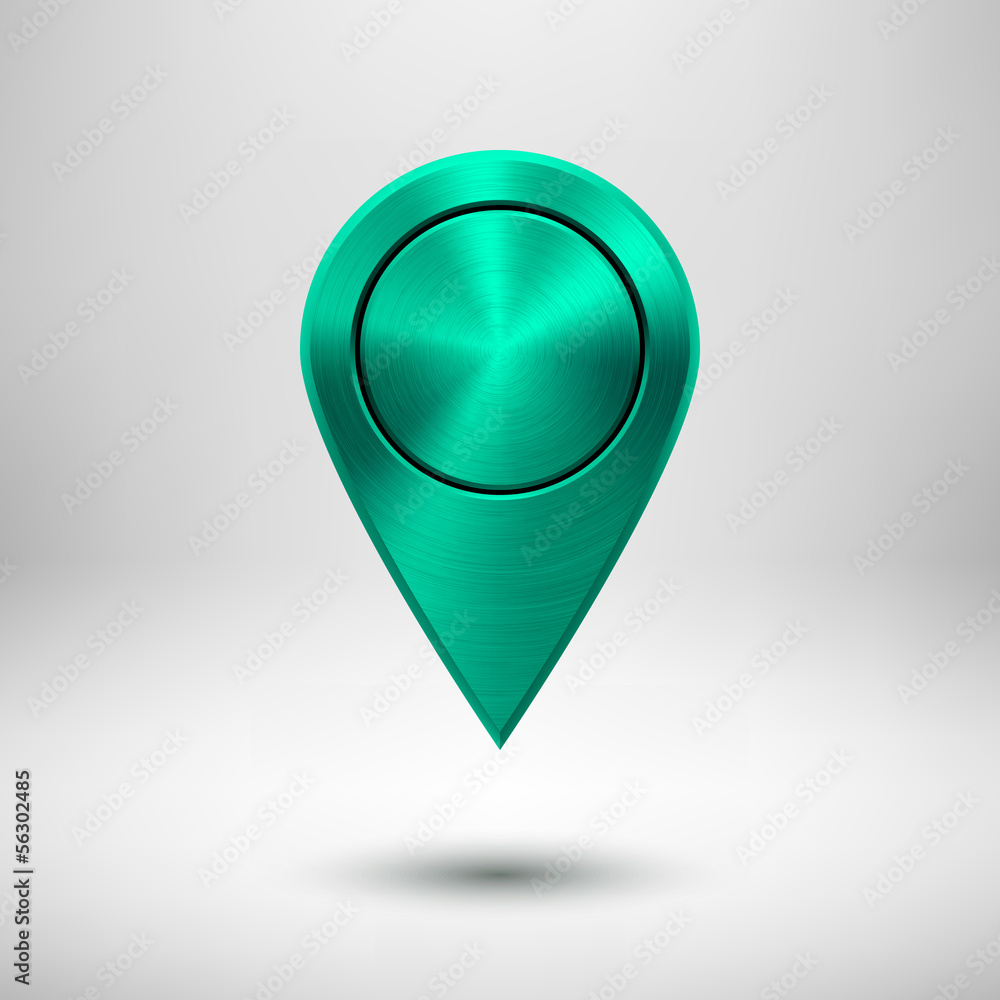 Technology Map Pointer Button with Green Metal Texture Technology Map Pointer Button with Green Metal Texture