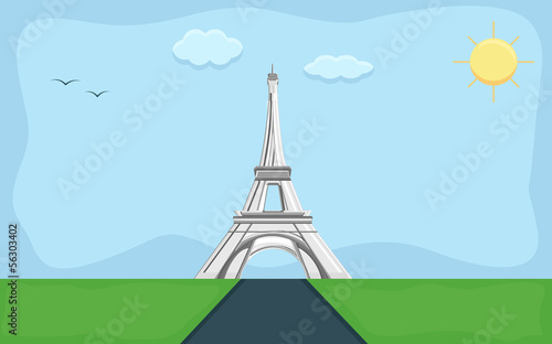 Eiffel Tower - Cartoon Background Vector