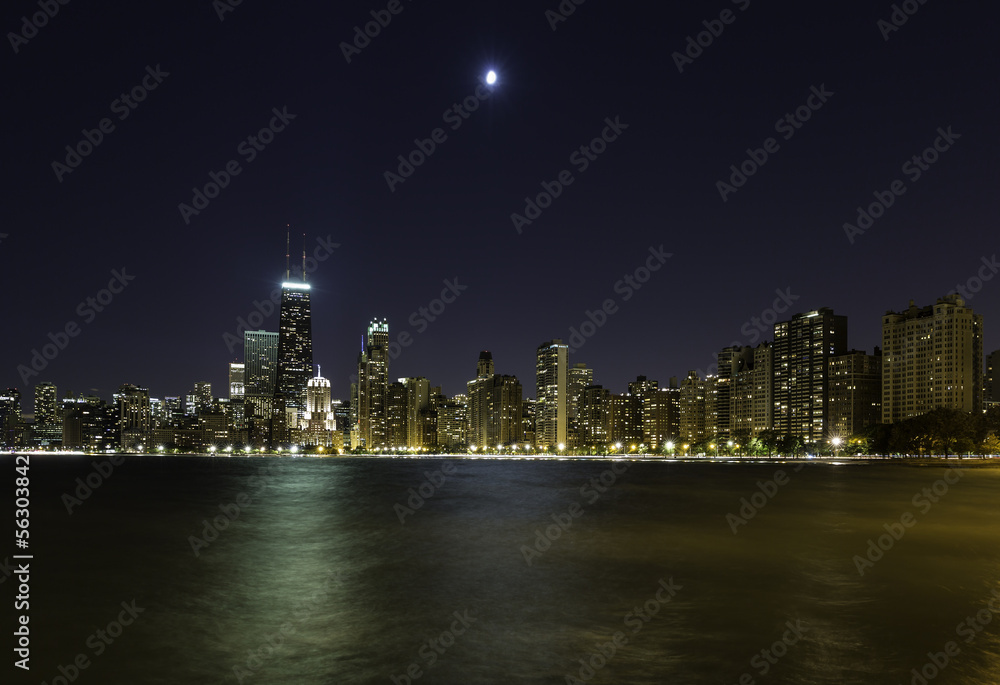 Downtown Chicago by night