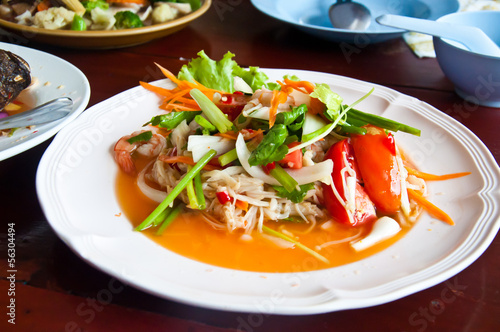 Thai dressed salad with golden Needle Mushroom