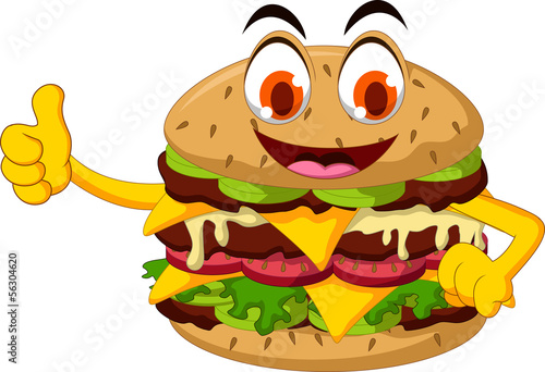 happy burger cartoon thumb up