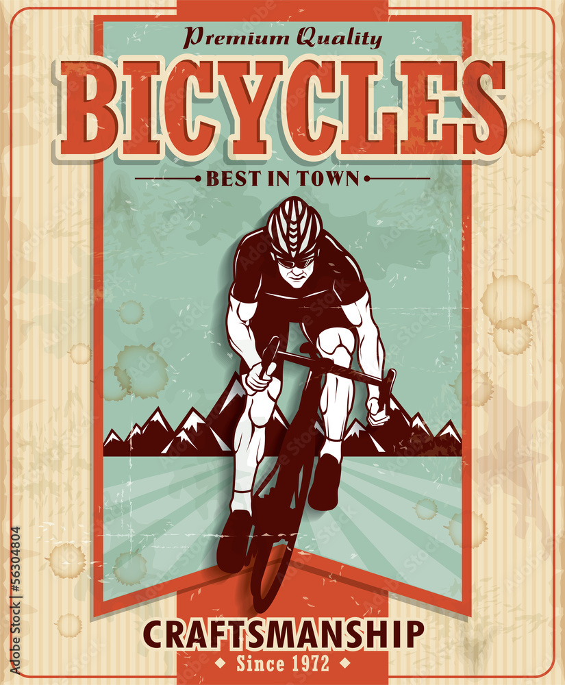 Fototapeta premium Vintage bicycles poster design