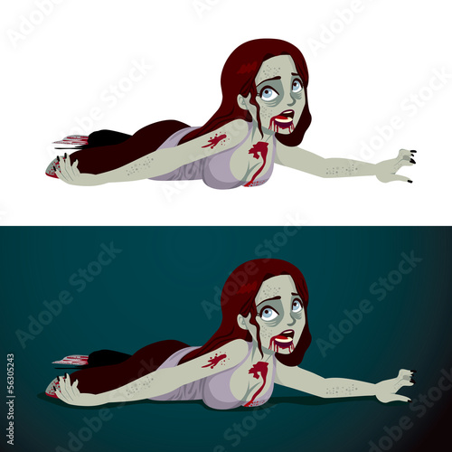 Brunette zombie crawling