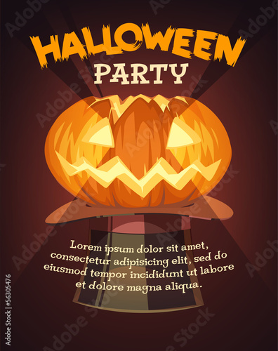 Pumpkin lightening head. Halloween background.