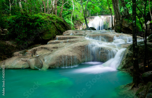 Waterfall in tropical forest at Erawan national park Kanchanabur
