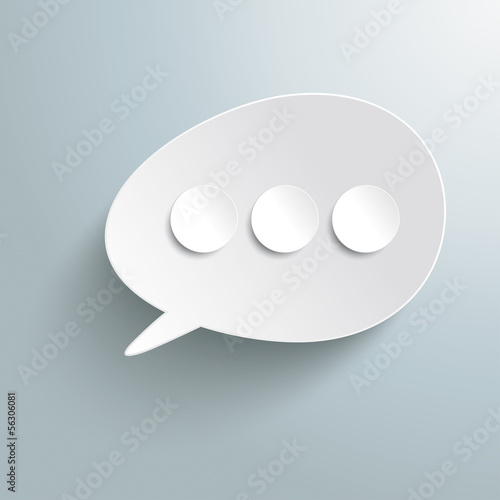 White Bevel Speech Bubble Three Circles PiAd