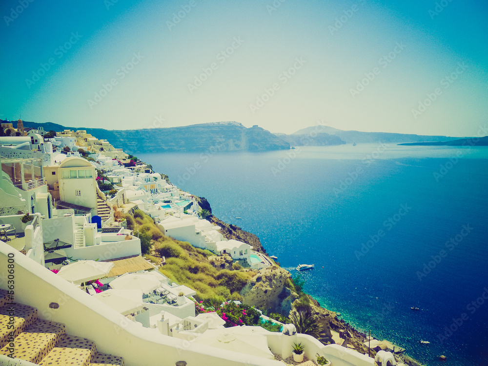 Naklejka premium Oia Ia in Greece retro look