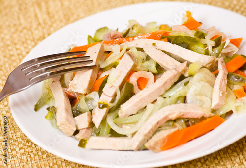 fresh salad with meat and vegetables