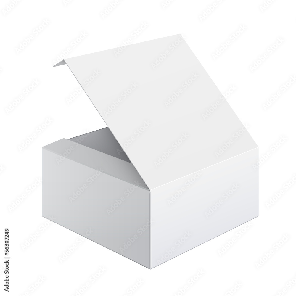 Cool Realistic White Box Opened. Square shape Cool Realistic White Box Opened. Square shape