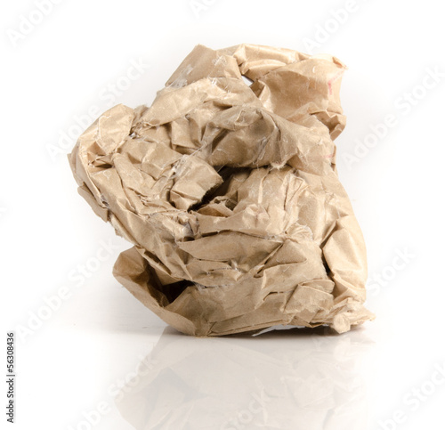 Crumpled paper isolated over white